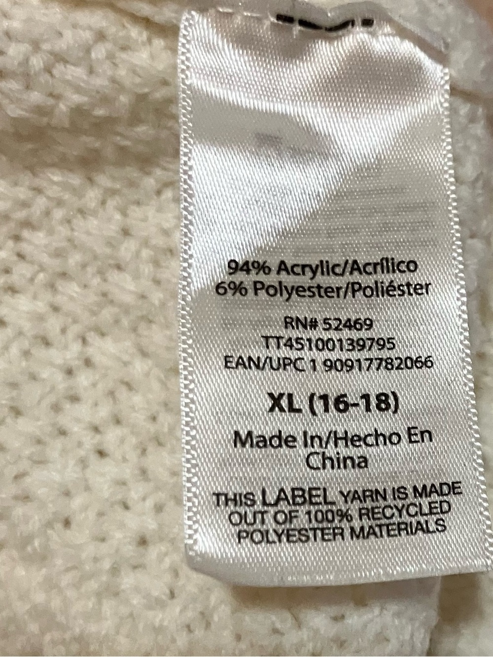Time and Tru Mixed Stitch Pullover Sweater -Winter White- XL - Picture 4 of 7